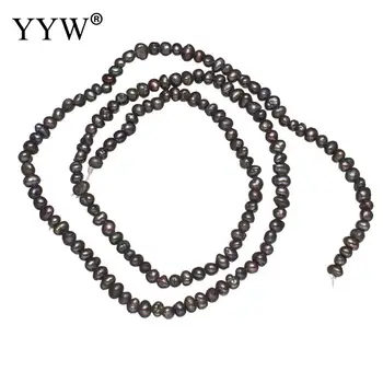 Natūralūs Gėlavandenių Perlų Prarasti Karoliukai, Juodas 2-3mm Maždaug 0,8 mm Parduotas Už Maždaug 15 Colių Kryptis