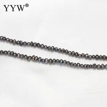 Natūralūs Gėlavandenių Perlų Prarasti Karoliukai, Juodas 2-3mm Maždaug 0,8 mm Parduotas Už Maždaug 15 Colių Kryptis