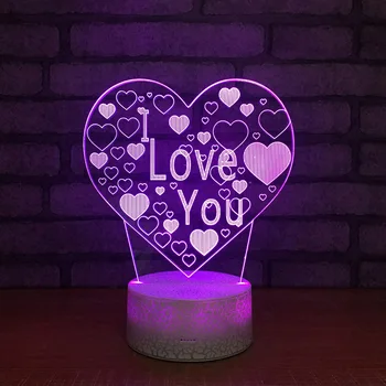 Nauja Meilė 3d Lempos Kūrybinės Energijos Taupymo Elektroninis Gaminys, Led Dekoratyvinis Stalo Lempos Baltos bazės Puikus Stalo Lempas