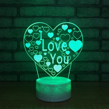 Nauja Meilė 3d Lempos Kūrybinės Energijos Taupymo Elektroninis Gaminys, Led Dekoratyvinis Stalo Lempos Baltos bazės Puikus Stalo Lempas