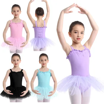 Nauja Vaikų Mergaičių Rankovių Tutu Baleto Suknelė Dancewear Gimnastika Leotard Mergaitėms Bellarina Tutu Baleto Šokių, Gimnastikos Suknelė
