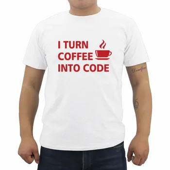 Nauja Vasaros Kreiptis, Kavos Į Kodą Programuotojas T-Shirt Juokinga Spausdinti Atsitiktinis Marškinėliai Vyrams Trumpomis Rankovėmis Medvilnės Tees Viršūnės