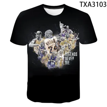 Nauja Vasaros Krepšinio Žvaigždė Kobe 3D T Marškinėliai Atsitiktinis Vyrų, Moterų, Vaikų Mados Trumpas Rankovės Print T-shirt Kietas Viršūnes Tee