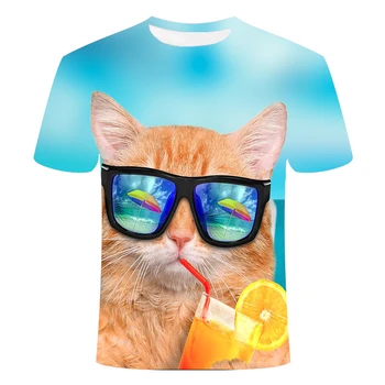 Nauja katė 3D atspausdintas T-shirt atsitiktinis trumparankoviai O-kaklo mados spausdinami 3D marškinėliai vyrų/moterų marškinėliai aukštos kokybės 3D vyrų T-shir