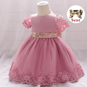 Naujagimių Baby Girl Dress krik 3-24M Kūdikių, Mergaičių Suknelės Vestido pearl gėlių rankovių gimtadienio princess tutu suknelė