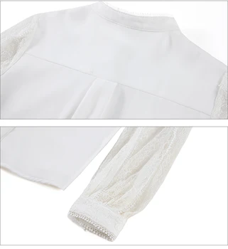 Naujas 2021 m. Pavasarį Moterys Šifono Palaidinė ilgomis Rankovėmis Nėrinių Marškinėliai Tuščiaviduriai Iš Palaidinės, Topai Vasaros Seksualus Slim Blusa balta Feminina 660E5
