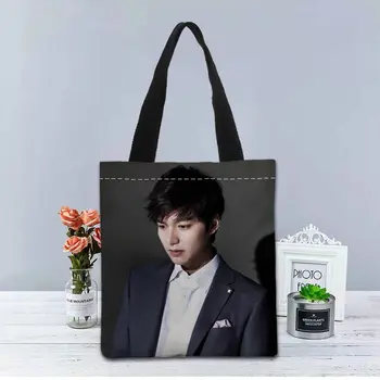 Naujas Custom Lee Min Ho spausdinti Rankinėje canvas tote krepšiai pirkinių kelionės Atsitiktinis Naudinga Pečių Maišą moterų krepšys