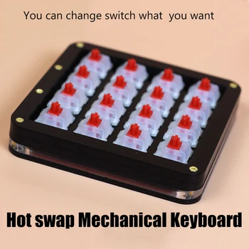 Naujas Hot swap 16 Klavišus Mechaninė Klaviatūra Akrilo Gateron Jungiklis RGB Apšvietimas Makro Pritaikyti QMK Programavimo Klaviatūra