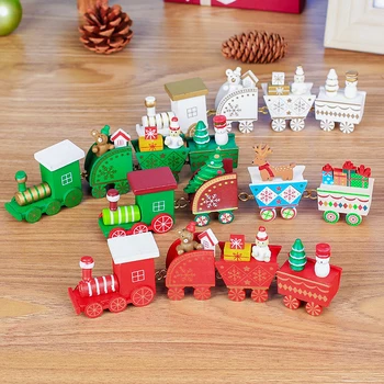 Naujas Kalėdų Medinis Traukinio Vaikas Žaislai Dažytos Kalėdinė Dekoracija Namuose Santa/meška Kalėdų Dovana, ornamentas navidad Žaislai vaikams