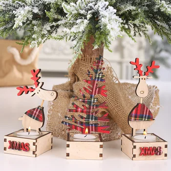 Naujas Kalėdų papuošalų, medinių aplikacijos žvakidė kūrybos briedžių, stiklo, žvakių papuošalų vaikų dovana Kalėdų Papuošalai