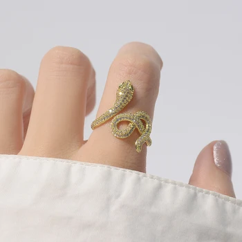 Naujas Mados Prekės ženklo Papuošalai Elegantiškas Kristalų Gyvatė Reguliuojamas Žiedai Moterims Unikalus Cirkonis Subtilus Šalies Žiedai