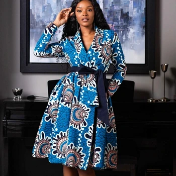 Naujas Mados Įpjovomis Afrikos Suknelės Moterims Rudens Žiemos Dashiki Afrikos Stilius Spausdinti Turtingas Heidi Bazin Dashiki Viršų 