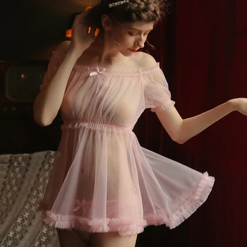 Naujas Moterų Pajama Nustatyti Kawaii Pižamos Prancūzų Baleto Pijama Mujer Sleeepwear Akių Skaidrus Pagundai Apatinis Trikotažas Rinkiniai Dropshipping