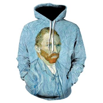 Naujas Van Gogh Aliejaus Tapybai žvaigždėtu dangumi 3D Spausdinimo Vyrų Hoodie Moterų Mados Atsitiktinis Harajuku Gotikos Palaidinukė Mens Atsitiktinis Hoodie