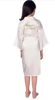 Naujas kietos merginos dėmių šilko chalatai gėlių mergaitė kimono rūbeliai vestuvių trumpas chalatai pižama vaikams skraiste+diržas nightdress karšto pardavimo