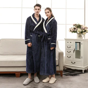 Naujas kūdikis aksominė serija Ilgai skyriuje storio flanelė pora chalatas chalatas moterų XL pižama mens mantijos, ilgai kimono vyrai