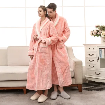 Naujas kūdikis aksominė serija Ilgai skyriuje storio flanelė pora chalatas chalatas moterų XL pižama mens mantijos, ilgai kimono vyrai
