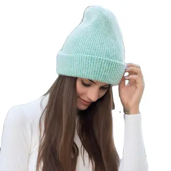 Naujas paprasta Triušio kailio Beanie Skrybėlių Moterų Žiemos Skullies Šiltas vilnos Kepurė Gorros Moterų Bžūp kepuraitės moterims