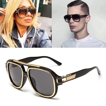 Naujas prabangių prekės ženklų mados didelis metalo rėmo akiniai nuo saulės vyrams/moterims retro dvigubo spindulio asmenybės aviacijos akiniai nuo saulės Oculos De Sol