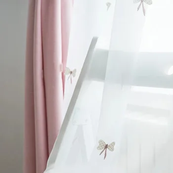Naujas prabangus šeniliniai siuvinėtos užuolaidos baigė užsakymą už kambarį aukštos kokybės rožinis mėlynas užuolaidas miegamajame mergaičių kambarys