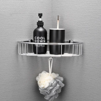 Naujas produktas, visą vario kietas electroplated vonios kambarys trikampis akių krepšelį su kabliu tualeto kampe stovo dušo želė lentynos vonios kambarys