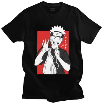 Naujovė Vyrų Naruto Marškinėlius Trumpas Rankovėmis O-kaklo Medvilnės marškinėliai Vasaros Uzumaki Baka Tee Viršūnes Juokingas Anime, Manga Marškinėliai Drabužių