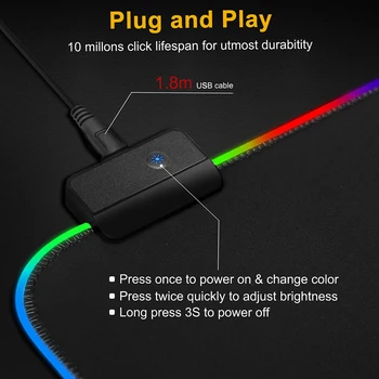 Naująjį Žaidimų Pelės Mygtukai LED RGB Šviesos 8 Apšvietimo Režimai Žėrintis Kilimėlis neslidžios Gumos Apačioje Medžiaga Padas klaviatūra