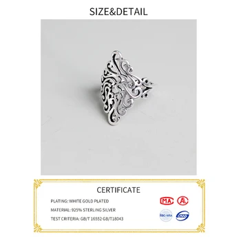 Nekilnojamojo 925 sterlingas sidabro piršto žiedai moterims Kinija Modelis Madinga fine Jewelry Didelio Aukščio Antikvariniai Žiedai Anillos