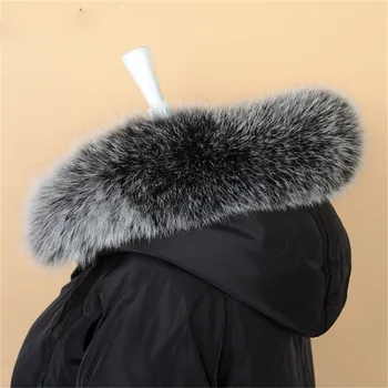 Nekilnojamojo fox 70 / 80cm tiesiai apykaklės soft kailių skara apykaklės šiltą žiemos moterų nekilnojamojo lapės kailio apykaklė lapės kailio kepurė kailio apykakle L18