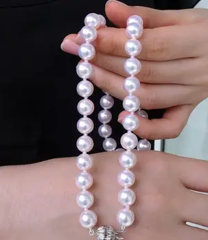 Nemokamas pristatymas spalvingas 10-11mm apvalios baltos perlų vėrinį 18inch