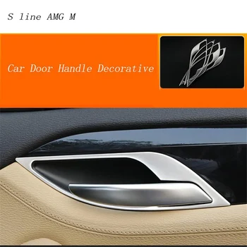 Nerūdijančio plieno Automobilio stiliaus Interjeras Durų Rankena Padengti Apdaila Durų Dubenį Lipdukai dekoracija BMW E84 X1 auto priedai