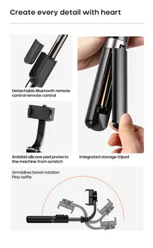 Newset GS30 Gimbal Stabilizatorius Sulankstomas Vienos ašies Auto Balansas Selfie Stick Trikojo Įkrovimo w/ Wireless Bluetooth Nuotolinio