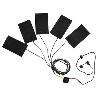 Nešiojamų 5V Šiluminis Drabužių Šilčiau Anglies Pluošto Jungiklis Audinio Liemenė, pirštinės, batai Šildymo kilimėlis 1 5 USB Elektros Šildymo Pagalvėlės