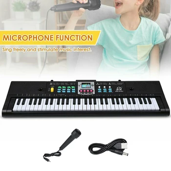 Nešiojamų 61-Key Keyboard USB, su USB Kabeliu, Muzikos Instrumentai, Elektriniai Skaitmeninis Pianinas Organų su Mikrofonu Rinkinys