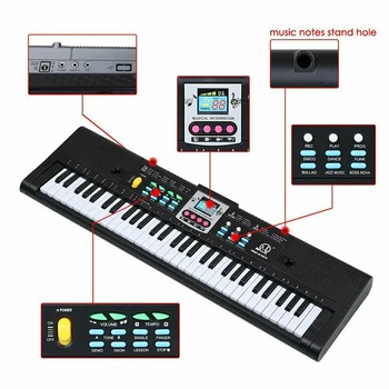 Nešiojamų 61-Key Keyboard USB, su USB Kabeliu, Muzikos Instrumentai, Elektriniai Skaitmeninis Pianinas Organų su Mikrofonu Rinkinys