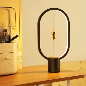 Nešiojamų HENGPRO Balansas Naktį Šviesos Kūrybos Mini USB Įkrovimo Magnetinio Elipsės Stalas Stalo Lempa Namų Puošybai