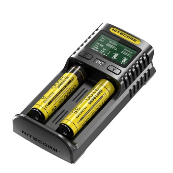 Nitecore UM2 USB Dual-SlOT QC Įkroviklis Protingas Schema Pasaulio Draudimo li-ion AA AAA 18650 14500 21700 baterijos Kroviklis