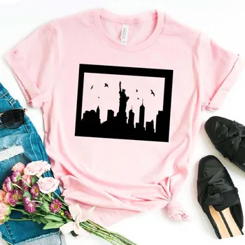 Niujorke Spausdinti Moterų Medvilnės marškinėlius Hipster Juokingi marškinėliai Dovanų Lady Yong Mergina Viršuje Tee Lašas Laivas ZZZH-465