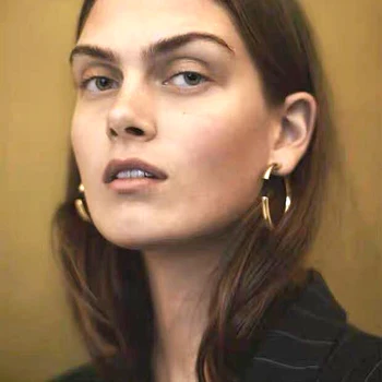 Nuimamas aukso hoopas auskarai pusė moterų nerūdijančio plieno spalvos in chic mados stilius 2020 m.