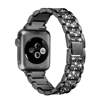 Nuorodą apyrankę, dirželį, Apple watch band 42mm 38mm iwatch juosta 44mm 40mm Diamond Nerūdijančio plieno watchband 