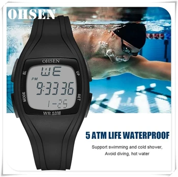 OHSEN Prekės ženklo Mados Vyrų Laikrodžiai Sporto Skaitmeninis Žiūrėti Vandeniui Signalizacijos Vyro Riešo Elektroninis Laikrodis Vyrams, Laikrodis Relogio Masculino
