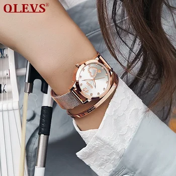 OLEVS Mados Moterų Laikrodžiai, kurių Akies Apyrankė Top Brand Casual Luxury Suknelė Vandeniui Laikrodis Lady zegarek damski 5189
