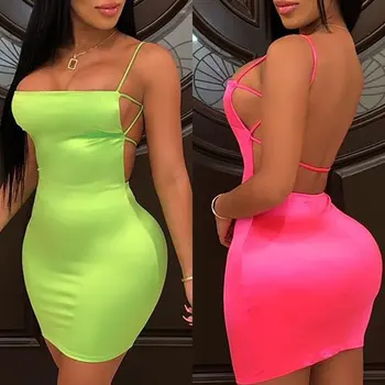 OMSJ Vasaros Gatvės Neoninė Žalia Rausva Bodycon Mini Suknelės Vestidos Seksualus Paketo Klubų Mini Moteriški Šalies Klubas Suknelė 2019 Mini Suknelė