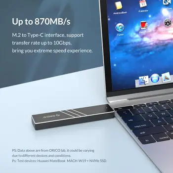 ORICO M. 2 SSD Atveju NVMe 10Gbps Su Ištraukiama Sąsaja C Tipo USB3.1 UASP M. 2 USB NVME Talpyklos Aliuminio Kietojo disko Disko Dėžutė