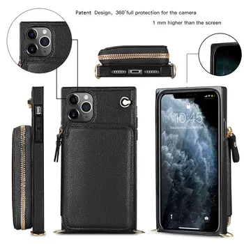 Odos Kryžiaus Kūno Telefono Krepšys Case for Iphone 12 Mini Pro 11 Max X Xs Xr 8 7 Plius 6 6s SE 2020 m su Ilgio Dirželis, Piniginė Kortelės Turėtojas