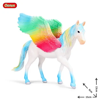 Oenux Originalus Klasikinis Pasakos Skristi Arklių Modeliavimas Gyvūnų Mitinės Vaivorykštė Pegasus Veiksmų Skaičiai Modelį PVC Vaikams, Žaislų, Dovanų