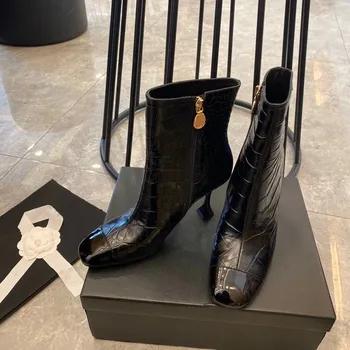 Ollymurs Moters Čiurnos BootsGenuine Odos Aukšto Kulno Aikštėje Toe Batai Ponios 2020 Naujas Prabangus Dizaineris Zapatos De Mujer