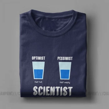 Optimistas Pessimist Mokslininkas Vyrų T-Shirt Mokslo Juokingi Fizikos Apvalios Kaklo Trumpomis Rankovėmis Drabužius Medvilnės Trišakius Dovanų Idėja Marškinėliai