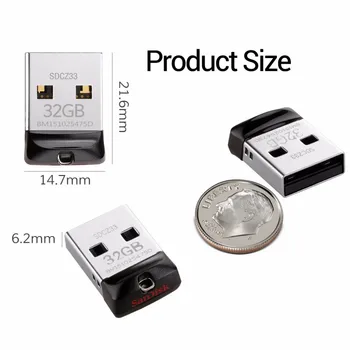 Originalios SanDisk 64GB USB Flash Drive 32GB USB Diskas 16GB USB2.0 Mini Pen Ratai Pendrive Memory Stick U Disko kompiuteris