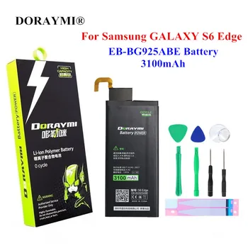 Originalus DORAYMI EB-BG925ABE Baterija 3100mAh Samsung GALAXY S6 Krašto G9250 G925F G925P Aukštos Kokybės Pakaitinis Akumuliatorius